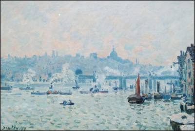 Alfred Sisley "Vue de la Tamise, pont de Charing Cross" 1874.
Un des joyaux de l'exposition ! Après Tate Britain, ce sera le tour du ... ?