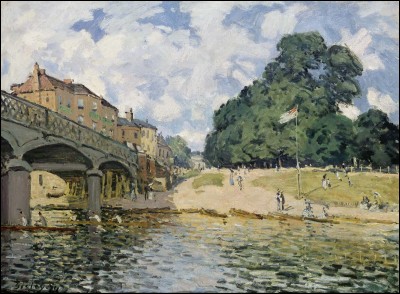 Alfred Sisley "Le pont de Hampton Court, Mitre Inn" 1874.
Sisley, ça sonne comme un Anglais de pure souche ! Mais où etail-il né ?