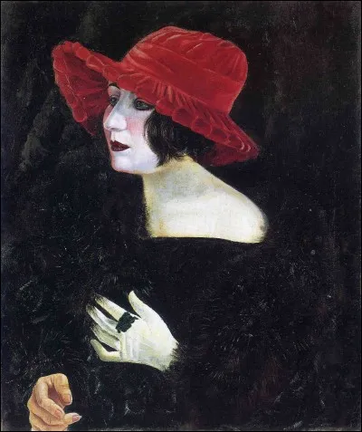 Ce joli portrait d'une femme en noir est relevé par le rouge vif du chapeau qui coiffe celle-ci et par la blancheur de la peau. Qui est le peintre ?