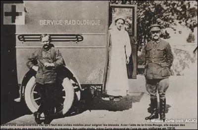 1914 : qu'a-t-elle créé au début de la guerre lui permettant de faire des radiographies des blessés sur le champ de bataille ?
