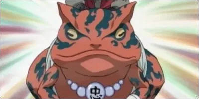 Que signifie l'inscription sur les perles que portent Gama, un crapaud invoqué par Jiraya ?