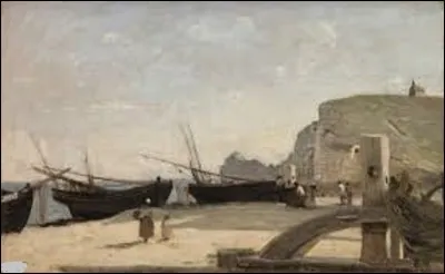 Conservé au musée d'art de Saint-Louis, dans le Missouri (États-Unis), ''La Plage, Étretat'' est un tableau réalisé par un peintre fondateur de l'école de Barbizon. Quel est le nom de l'artiste qui a peint ce paysage en 1872 ?