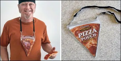 Eh si, ils ont inventé cela aussi ! Le collier porteur de part de pizza. Et bien sûr, l'invention est de nationalité... ?