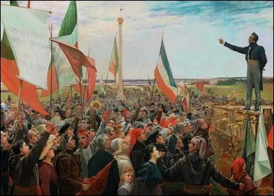 En 1834, Papineau, chef Patriote, adresse une liste de 92 griefs au gouvernement britannique. Une pétition de 78 000 signatures est envoyée à Londres, qui refuse.
En 1837, une manifestation des chefs Patriotes (Papineau acclamé) et d'approximativement 6 000 partisans, se réunit à Saint-Charles, pour ses revendications et contre le gouvernement anglais. C'est :