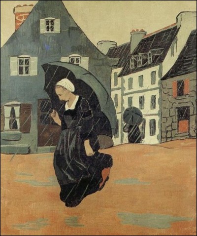 La composition en aplats dans une gamme restreinte de couleurs &eacute;voque les effets visuels produits par les contraintes techniques de l'estampe. Cette �uvre de Paul S&eacute;rusier rappelle le th&egrave;me fr&eacute;quent du / de la / de l' ... de l'&eacute;poque Edo.