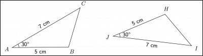 Le triangle ABC et le triangle IJH sont-ils égaux ?