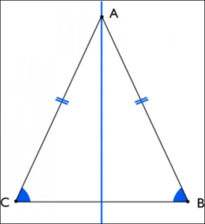 Dans un triangle isocèle ABC, le point M se trouve au centre de [BC], donc [BM] = …… .