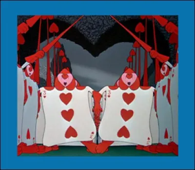 Quel métier exerce les trois cartes d'"Alice au pays des merveilles" qui se voient décapitées ?