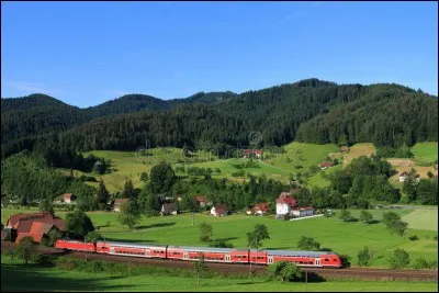 Terme pour désigner le chemin de fer de la Forêt-Noire en allemand. Dès qu'il quitte Offenburg ce train nous offre de charmants paysages verts ponctués de villages pittoresques et de pins, à perte de vue. Il y a 39 tunnels avant d'arriver à Singens : le périple se termine aux berges du lac de Constance.