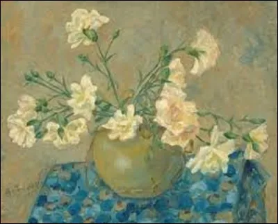 Peinture : quel peintre impressionniste, puis luministe, et mécène belge a peint cette toile intitulée ''Un bouquet d'œillets'', vers 1910 ?