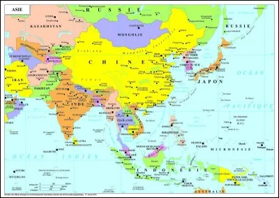 Lequel de ces pays n'est pas situ&eacute; en Asie ?
