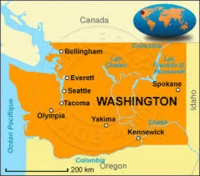 L'État de Washington est situé à l'extrême nord-ouest des États-Unis. Il ne faut pas confondre cet État avec la capitale de l'Amérique qui se trouve dans le district de Columbia, à l'est, et qui ne fait pas partie des cinquante États de l'Union, mais dépend directement du gouvernement fédéral. Adhérant à l'Union le 11 novembre 1889, quelle ville en est la capitale ?