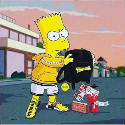 Sur cette photo, Bart porte un pull jaune de la marque :