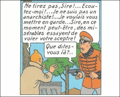 Dans quel pays se trouve Tintin lors de cette discussion avec Muskar XII?