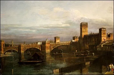 "Vue de Vérone avec Castelvecchio et le pont Scaliger", toile réalisée par [...], un maître du genre. Après la Seconde Guerre mondiale, Varsovie sera reconstruite d'après ses toiles réalisées sur invitation du roi de Pologne Stanislaw Poniatowski.