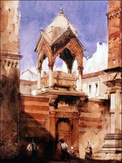 Une famille de noblesse, non-originaire de Vérone mais fidèle aux Scaligeri, est associée au premier exemple d'arche monumentale appelée "canopée". 
Quel est le nom donné à la belle arche de sépulcre jouxtant l'église Sant'Anastasia ?