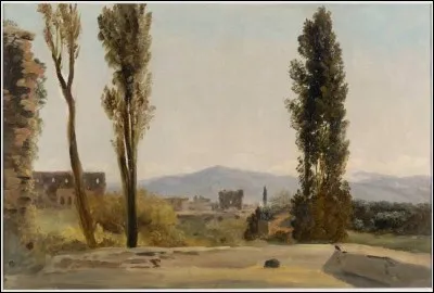 Qui a peint "A la villa Farnèse : les trois peupliers et le mont Latium" ?