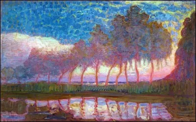 Qui a peint "Rangée de onze peupliers en rouge, jaune, bleu et vert" ?