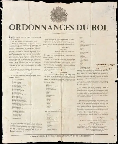 Cet &eacute;v&eacute;nement est provoqu&eacute; par la publication de quatre ordonnances. Sous quel nom sont-elles mieux connues ?