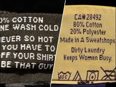 Encore une étiquette de vêtement étonnante (on se concentre sur l'étiquette claire) ! Comment pourrait-on la qualifier ?