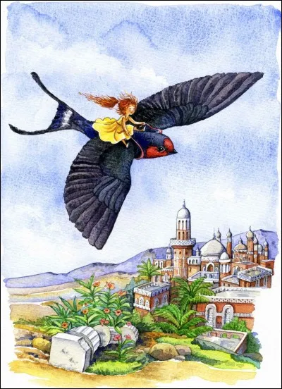 C'est une mouette qui emporte la Petite Poucette sur son dos dans le roman du m&ecirc;me nom.