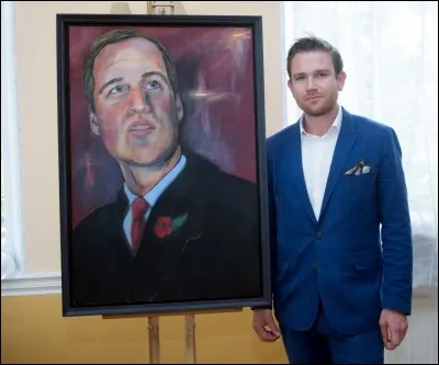 Le peintre pose devant son oeuvre, il se nomme Dan Llywelyn Hall. Qui a-t-il représenté ?