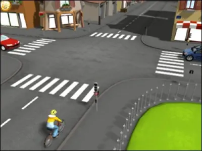 Je circule à vélo (voir photo)
Mon feu tricolore est vert, je tourne à droite en m'engageant avec prudence.
De quelle couleur le feu affecté aux piétons situé à droite de l'image sera-t-il ?