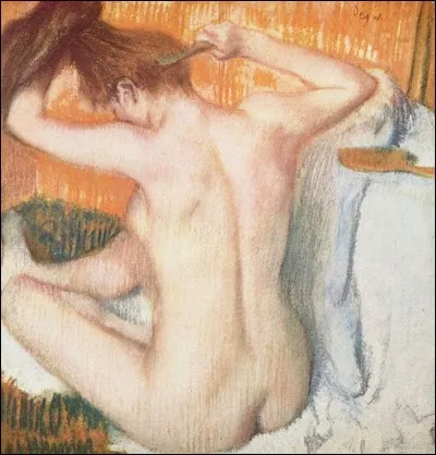 Quel peintre est l'auteur de ce pastel intitulé 'Après le bain' ?