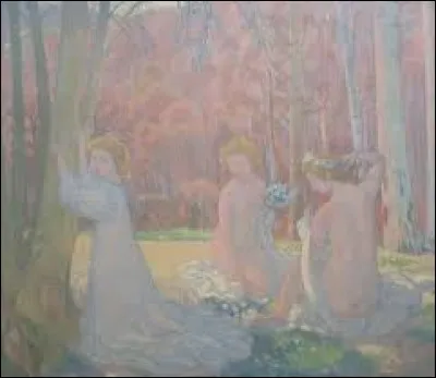 Qui est l'auteur de ce tableau nommé "Figures dans un paysage de printemps" ?