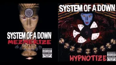 Qui a créé les pochettes des albums "Mezmerize" et "Hypnotize" ?