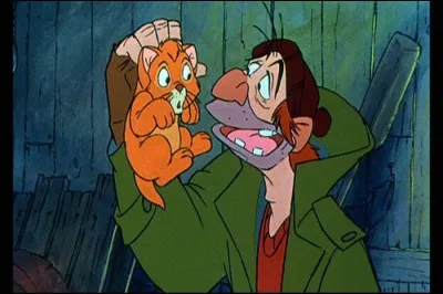 Orphelin abandonné avec ses frères, Oliver est le seul de sa portée à ne pas trouver de maître. Heureusement, il rencontrera plus tard d'autres chiens et se fera accueillir par le pauvre Fagin. Mais comment se nomme l'homme qui s'en prend à ce maître clochard ?