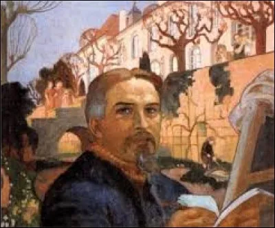 Lequel de ces hommes a peint cette toile intitulée "Autoportrait avec sa famille devant leur maison" ?