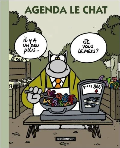 De quelle année parle Le Chat sur cette illustration de Geluk ?