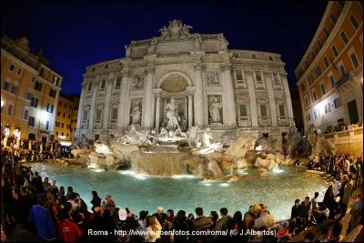 Ses dimensions, 20 m de large sur 26 m de haut, en font la plus grande fontaine de Rome. Construite en l'an 19 av. J.-C., elle constituait la finalité de l'aqueduc Aqua Virgo. C'est en 1762 qu'elle prit sa forme définitive par une commande du pape Clément XII. 
Il s'agit d'un arc de triomphe avec Neptune en son centre. 
Je suis allé, selon la tradition, y faire un souhait :