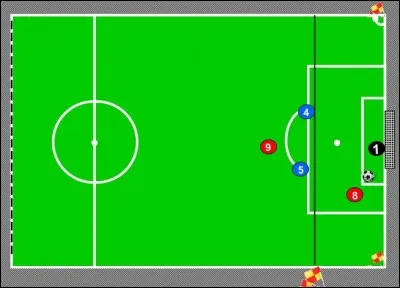 Le n°9 tire au but alors que le n°8 se trouve en position de hors-jeu, mais n'interfère pas sur le jeu. Le ballon est renvoyé par le montant du but vers le n°8 qui tire et marque. Quelle décision faut-il prendre ?