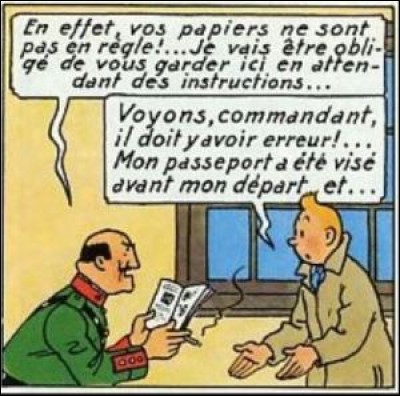 Dans quel album Tintin se voit-il être arrêté pour défaut de présentation de papiers en règles ?