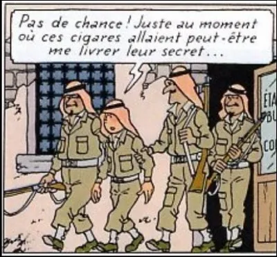 Tintin se fait arrêter a plusieurs reprises dans "Les Cigares du Pharaon". Pour quelle raison la première de ces arrestations a-t-elle eu lieu ?
