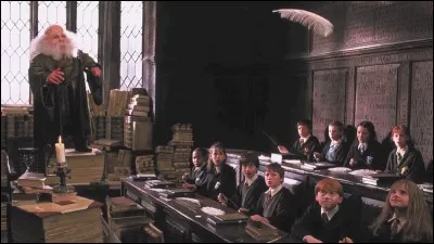 Dans ''Harry Potter à l'école des sorciers'', qui fait brûler sa plume ?