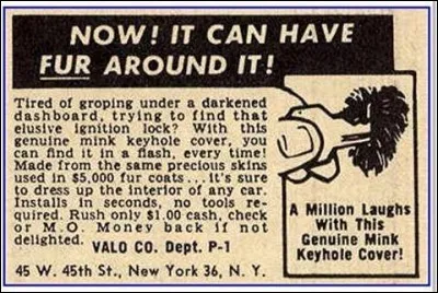 Au doux pays de la pub vintage, rien n'arrête le bon goût, comme on le voit ici... Le comble du raffinement est la fourrure choisie, reconnaissable pour les anglophones... Il s'agit de... ?