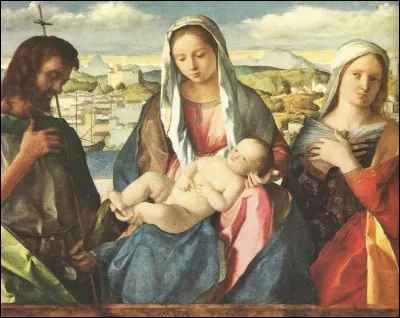 Cette "Vierge et l'Enfant entre Saint Jean-Baptiste et une Sainte" est une toile de...