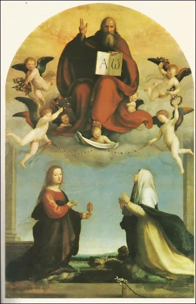 À qui apparaît "Dieu" dans cette peinture de Fra Bartolomeo ?