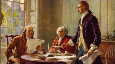 Il a rédigé la Déclaration d'indépendance et a aidé à donner forme à la Constitution américaine. Sans oublier qu'il a été secrétaire d'État, vice-président et troisième président de ce nouveau pays. On le voit ici debout aux côtés de John Adams et Benjamin Franklin :
