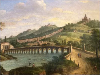 Sur une colline boisée, 300 m au-dessus de la plaine, se trouve le sanctuaire [...] accessible depuis la ville par une arcade monumentale de 4 kilomètres de long, construite entre 1674 et 1793.