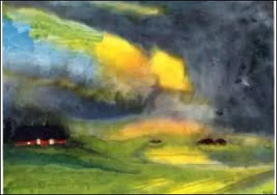 Retrouvez l'auteur du tableau intitulé "Ciel coloré au-dessus du marais".