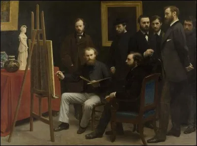 Qui a peint ce tableau "Un atelier aux Batignolles" où l'on peut voir Frédéric Bazille de profil ?