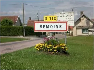 Nous sommes maintenant dans l'Aube, à l'entrée de Semoine. Nous nous situons en région ...