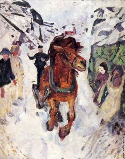 Quel artiste norvégien a peint "Cheval au galop" ?