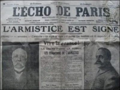 Où est signé l'armistice le 11 novembre 1918 ?