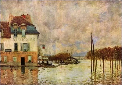 Quel peintre a représenté la Seine en crue dans le tableau "L'inondation à Port Marly" en 1876?