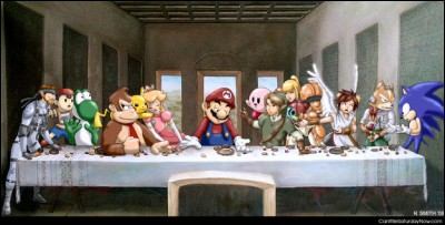 Qui est venu parodier la Cène avec Mario sur cette toile ?